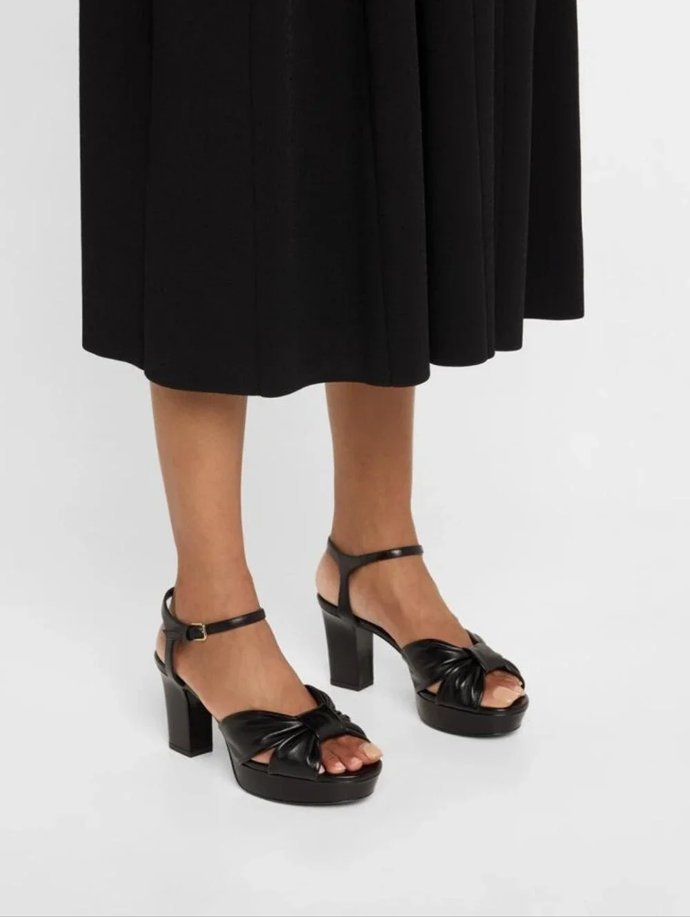 Jimmy Choo Black Leather Heloise Knot Platform Sandals 7